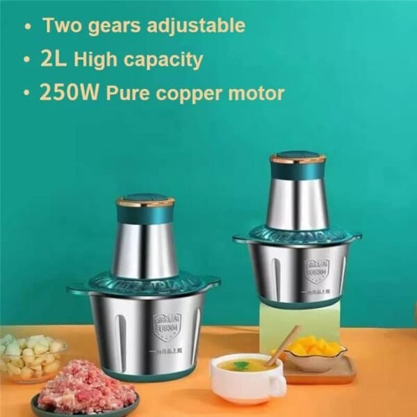 Hachoir Electrique Inox - Trancheuse Multifonctions 2L