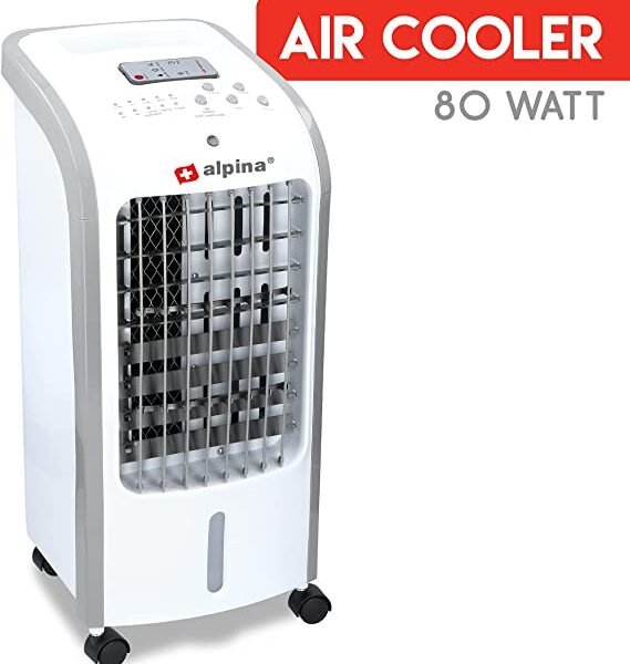 Refroidisseur d'air – avec différents réglages – Roulable – 4 litres – Hauteur 57 cm – Blanc