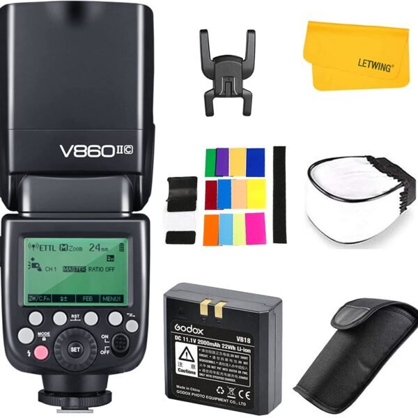 Godox V860II-C TTL Flash pour Canon EOS Caméra 2.4G sans Fil HSS 1/8000s avec Haute Performance Li-ION Batterie Compatible pour Canon 6D 7D 50D 60D 500D 600D 650D 650D 1000D 1100D