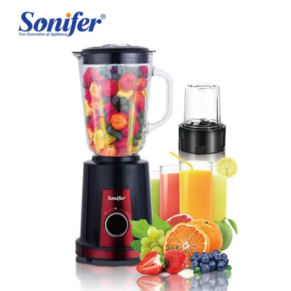 Sonifer SF-8041 ménage 220 volts électrique 350 watts 2 en 1 bocal en verre broyage mélangeur de fruits mélangeur de jus frais